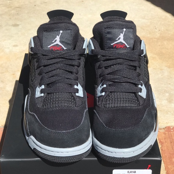 Air Jordan Retro 4 Black Canvas “Steel” GS Size 4.5Y/ 6W - Picture 4 of 16